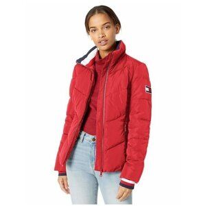 TOMMY HILFIGER PUFFER CHEVRON RED JACKET M